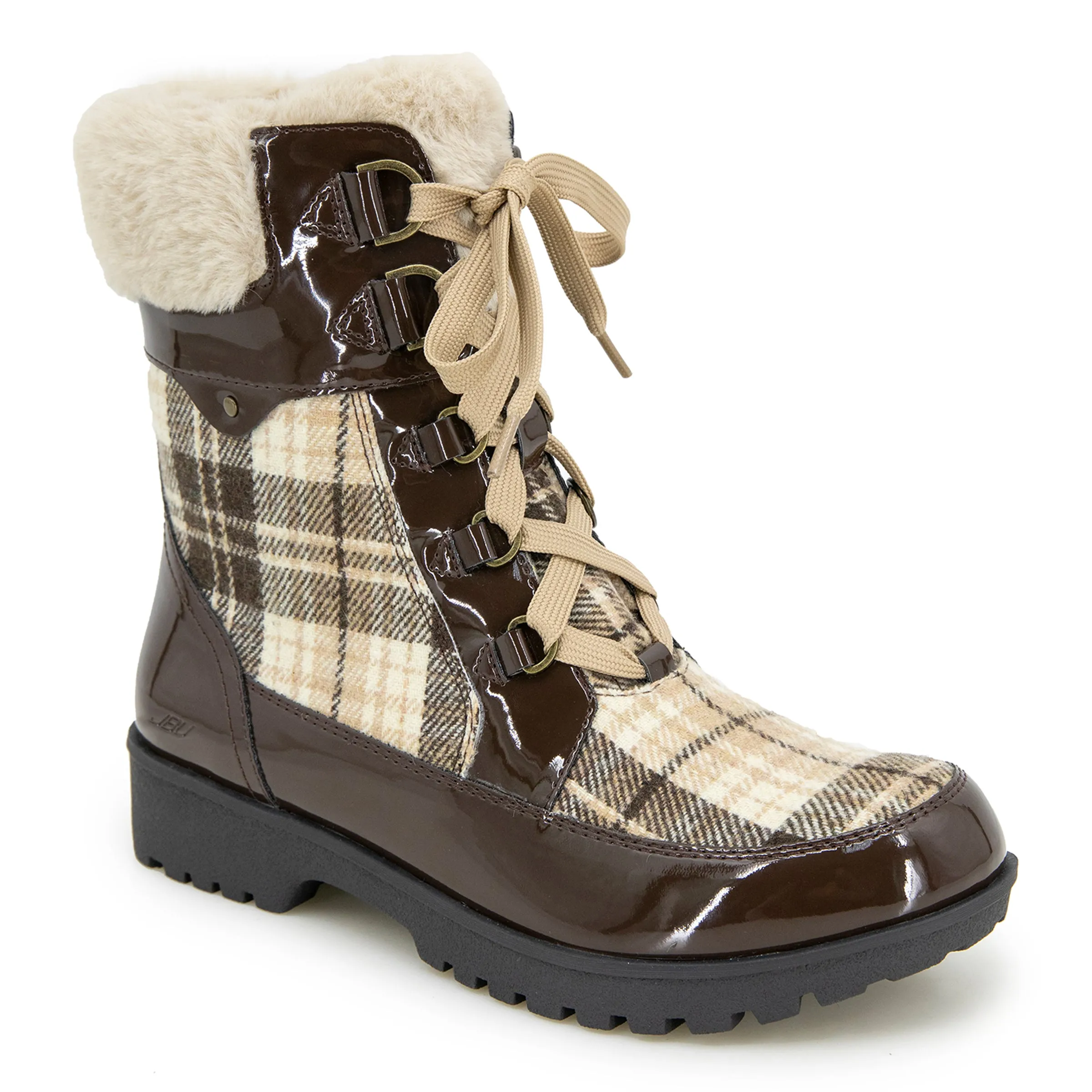 Antonio - Brown/Patent Plaid