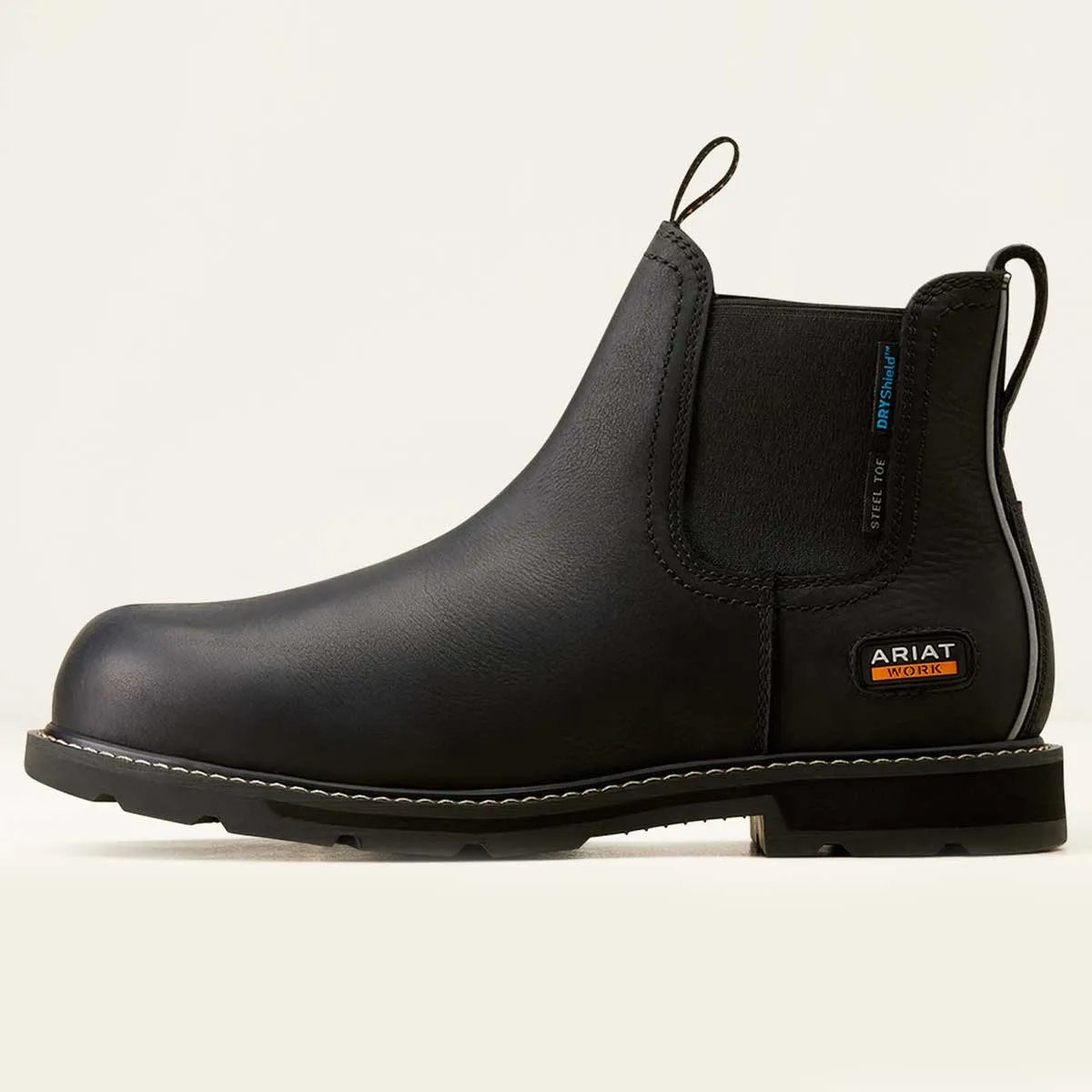 ARIAT Groundbreaker Chelsea Work Boots - Mens H2O Steel Toe Cap - Black