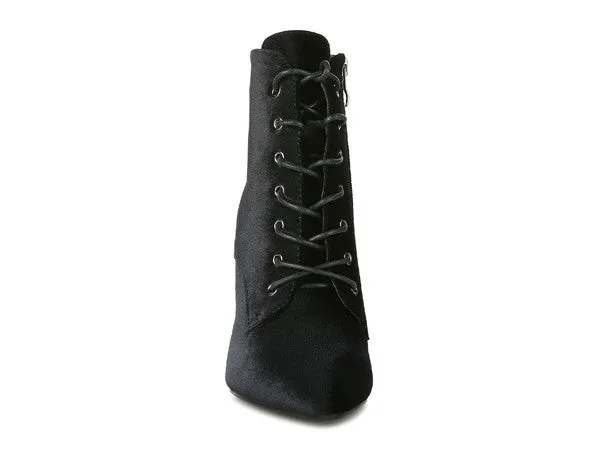 Bjorn Velvet Lace-Up High-Heel Stiletto Boots | Rag Company