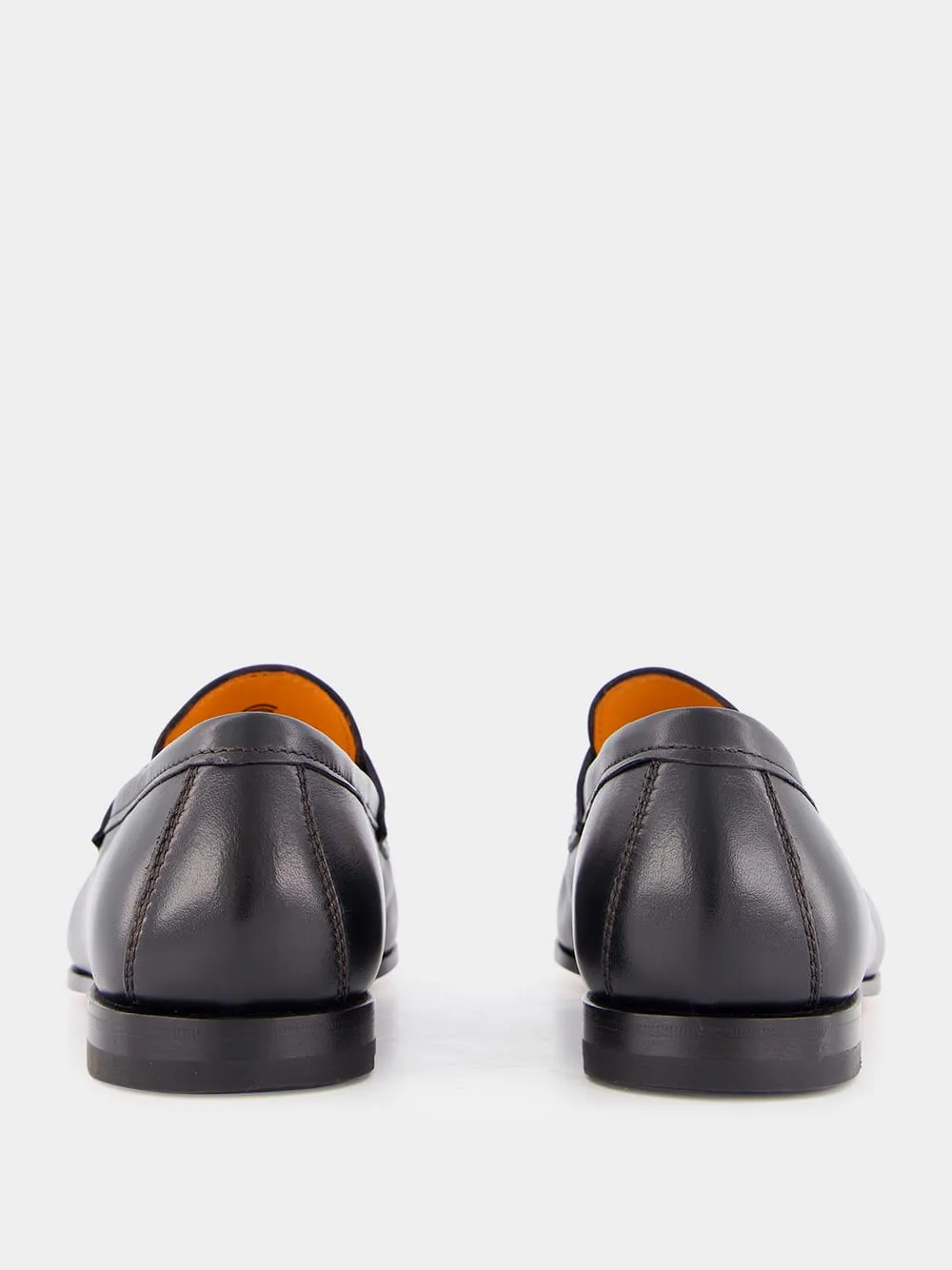 Black Polished Penny Leather Loafers