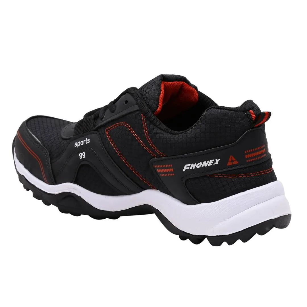 Black Self Design Lace Up Sports Running Shoes