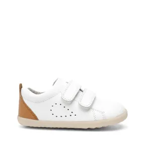 Bobux Step Up Grass Court Trainer White Caramel First Shoes