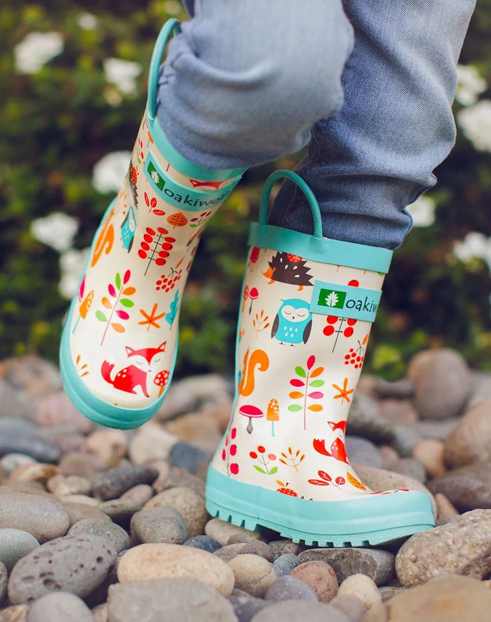 CHILDREN’S RUBBER RAIN BOOTS, FOREST ANIMALS