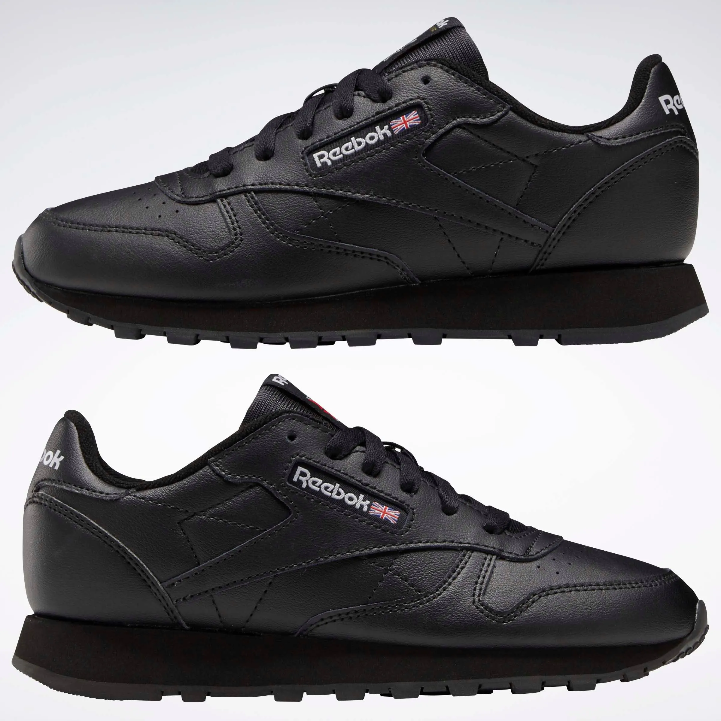 Classic Leather Shoes - Big Kids Black/Black/Black