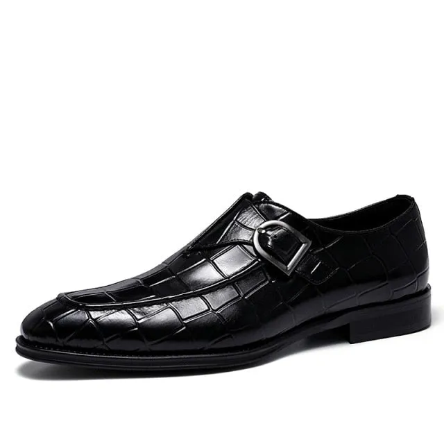 CrocLeather Elegance Slip-On Pointed Toe Dress Shoes