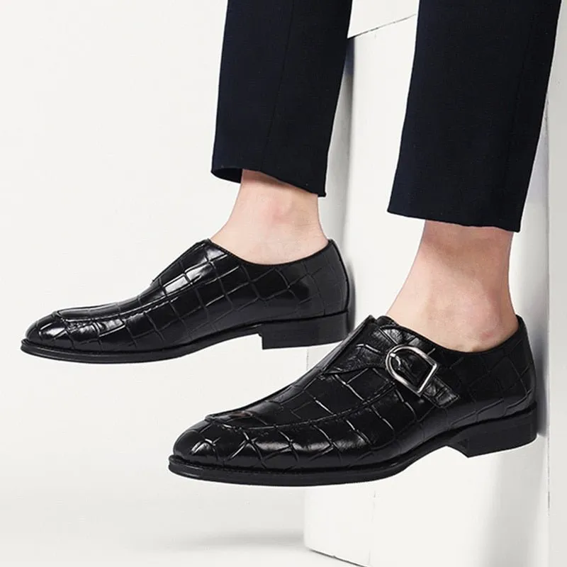 CrocLeather Elegance Slip-On Pointed Toe Dress Shoes