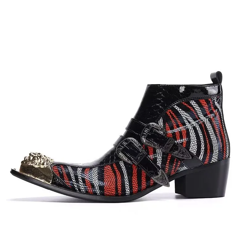 Exotic Elegance Leather Ankle Boots