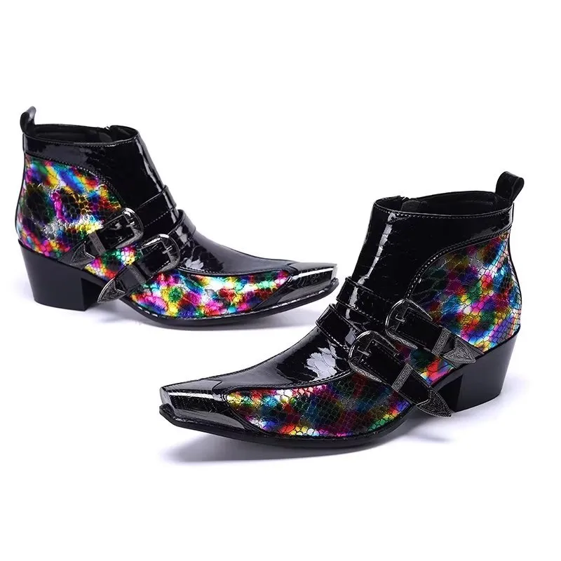 Exotic Elegance Leather Ankle Boots