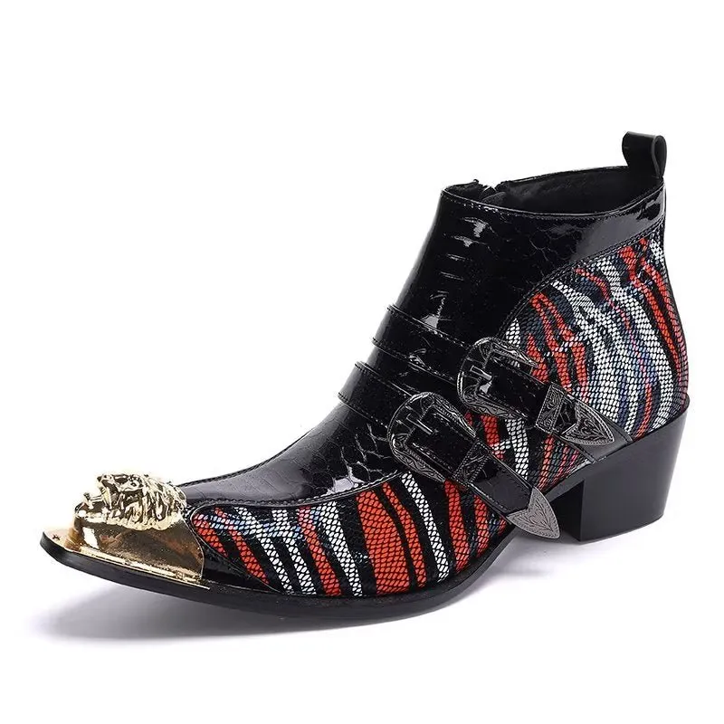 Exotic Elegance Leather Ankle Boots