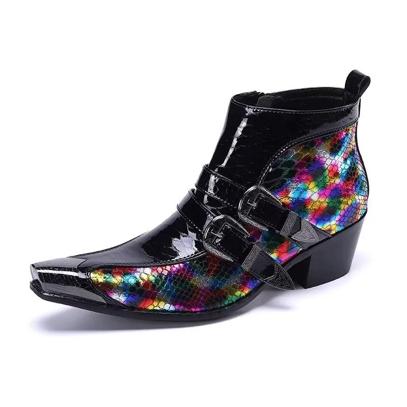 Exotic Elegance Leather Ankle Boots