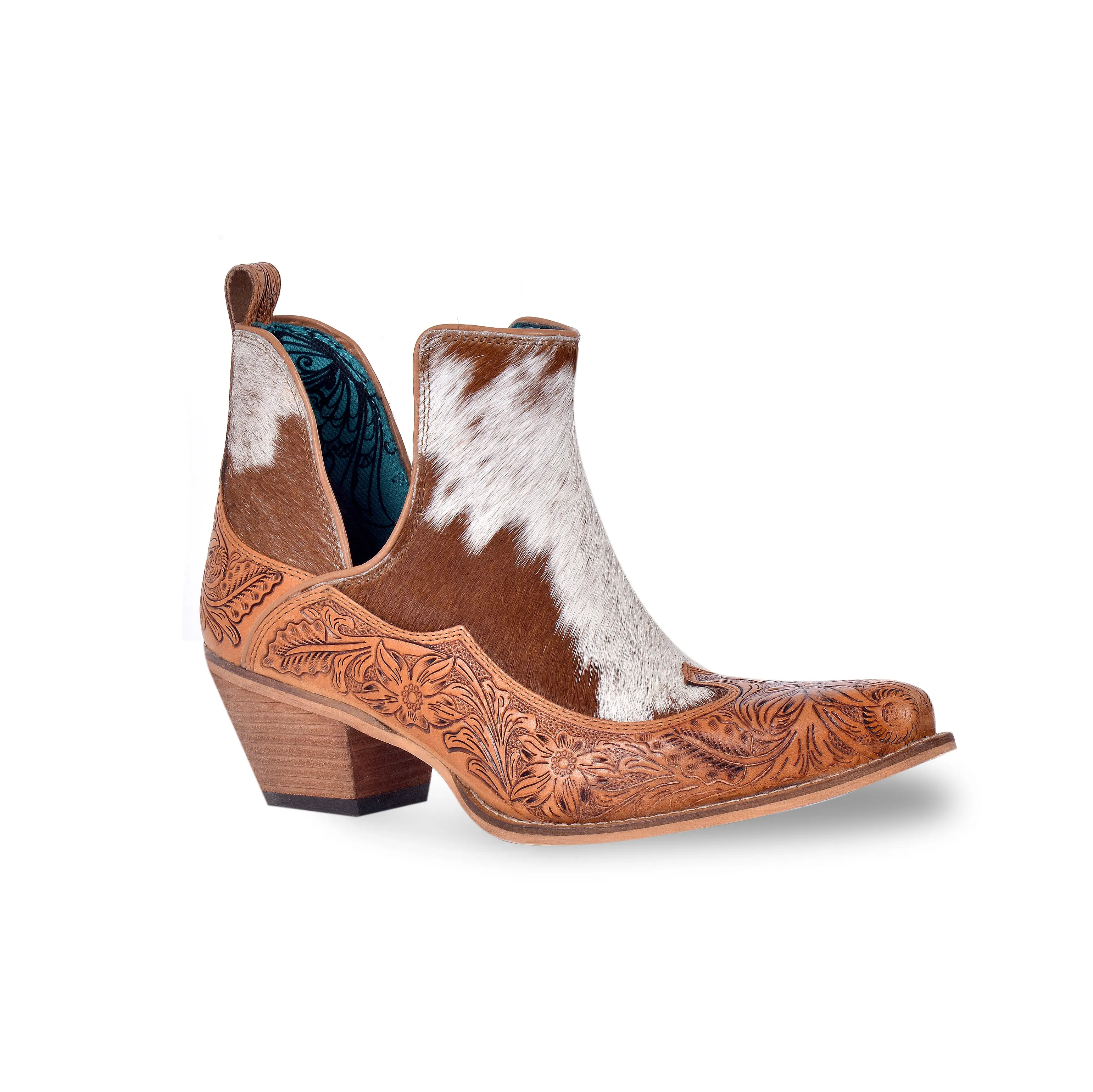 Frisco Hacienda Hair-on Hide & Hand-tooled Boots