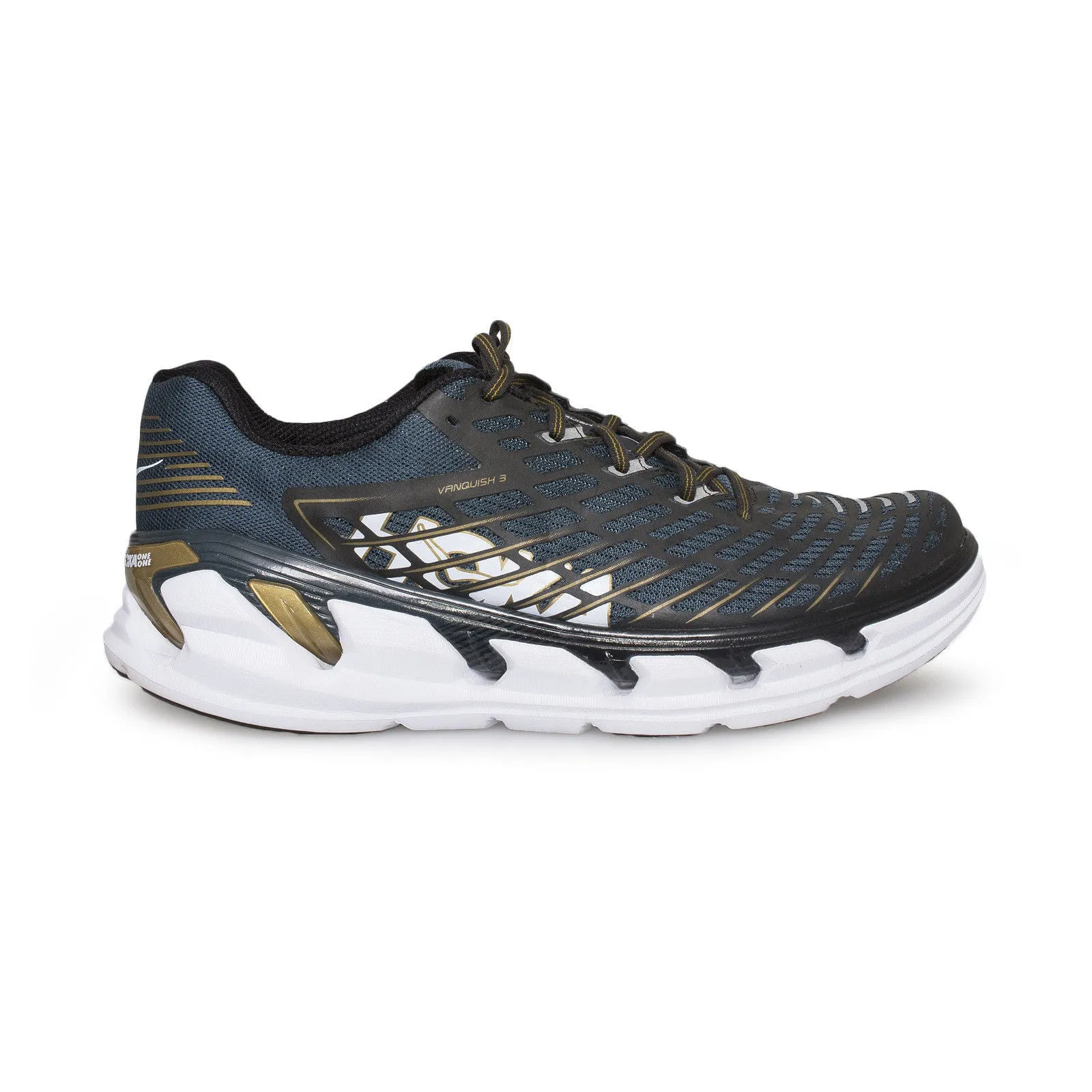 Hoka One One Vanquish 3 Midnight Navy / Metallic Gold Running Shoes