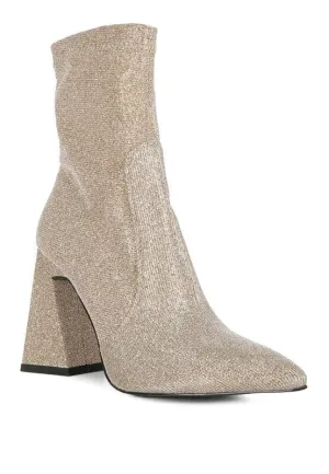 Hustlers Shimmer Block Heeled Ankle Boots