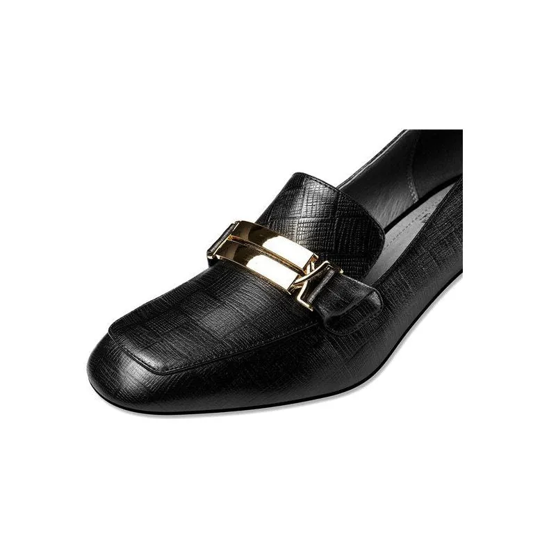 LuxeMetal Vintage Slip-On Square Toe Casual Shoes