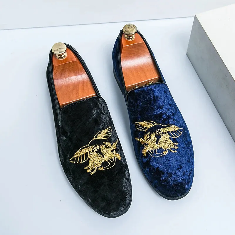 Luxury Embroidery Design Suede Loafers