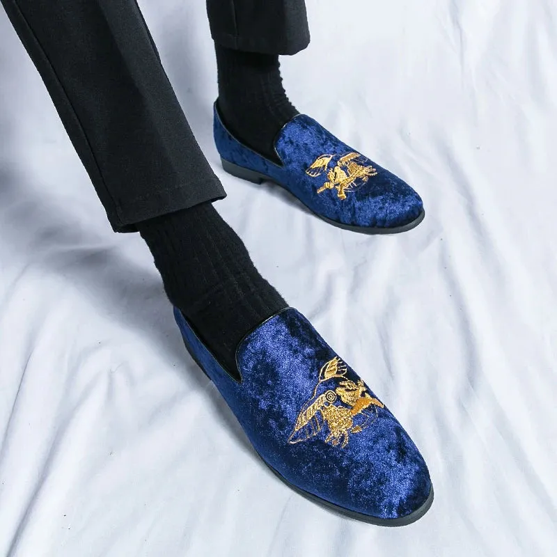 Luxury Embroidery Design Suede Loafers