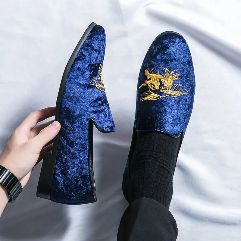 Luxury Embroidery Design Suede Loafers