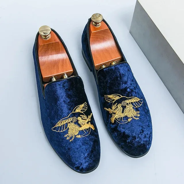 Luxury Embroidery Design Suede Loafers