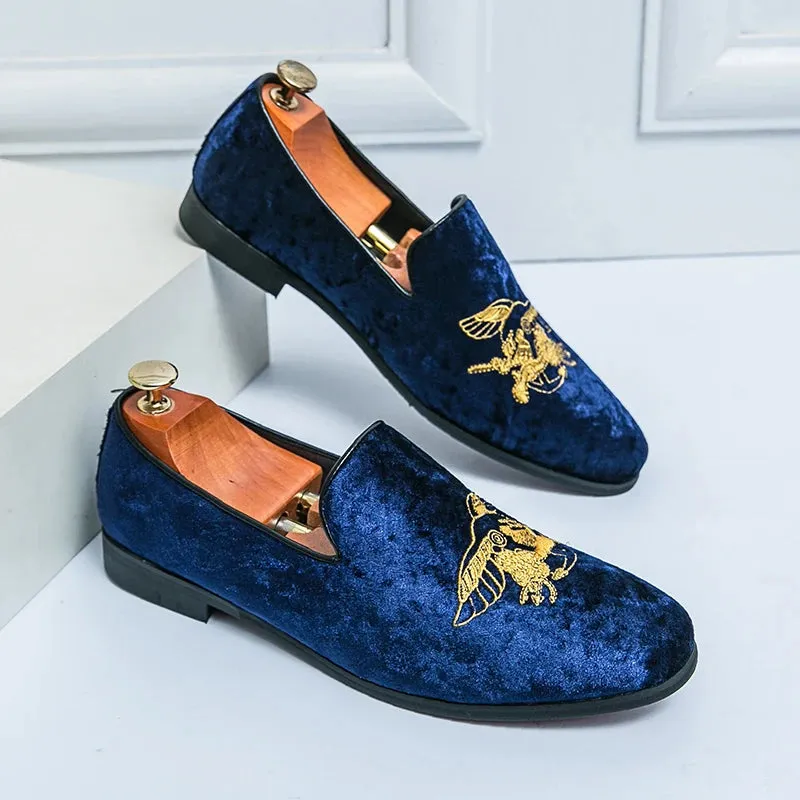 Luxury Embroidery Design Suede Loafers