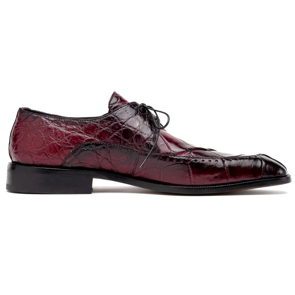 Mauri 3287 Alligator Derby Shoes Ruby Red / Dirty Black