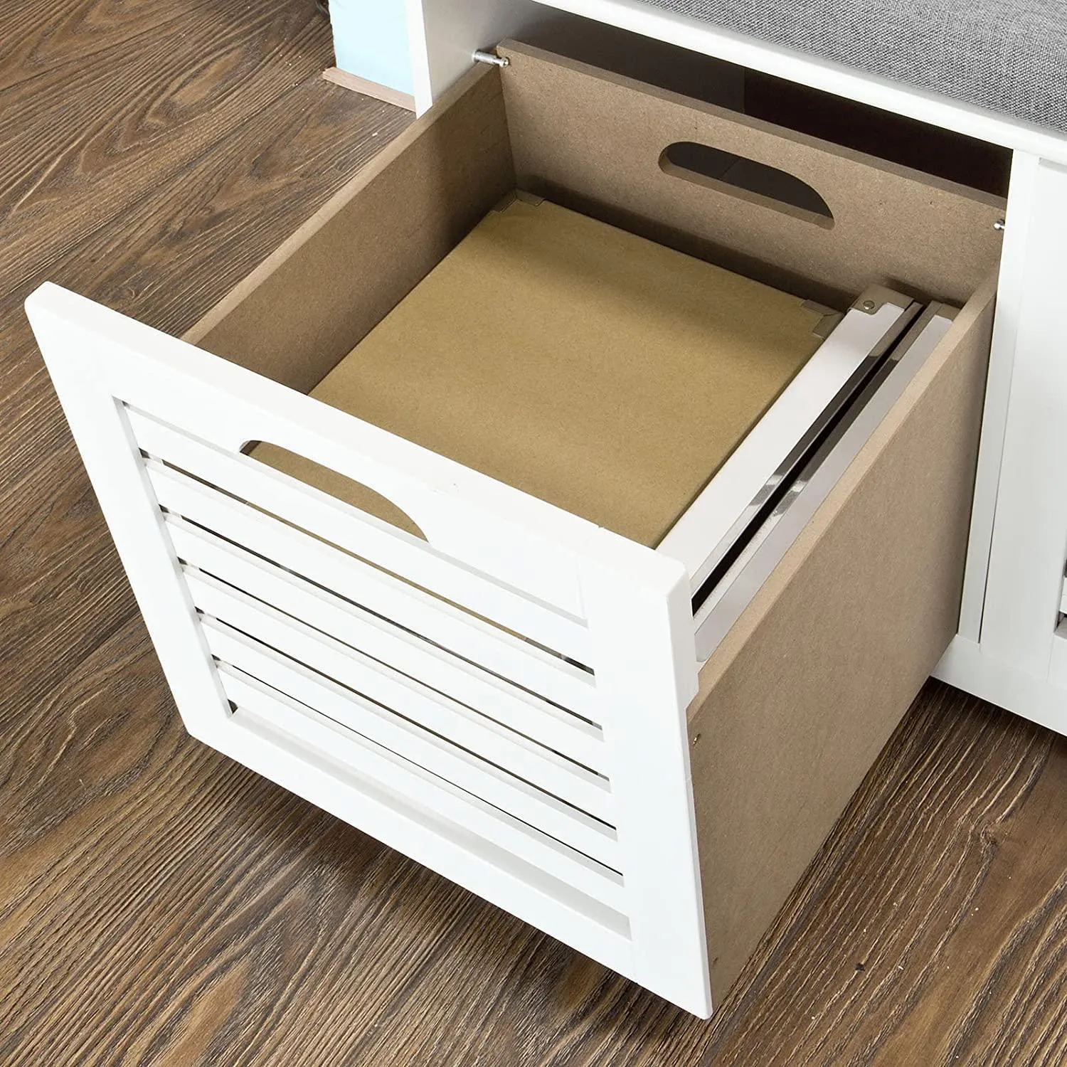 Modern Storage Bench with 2 Drawer/Baskets for Toys