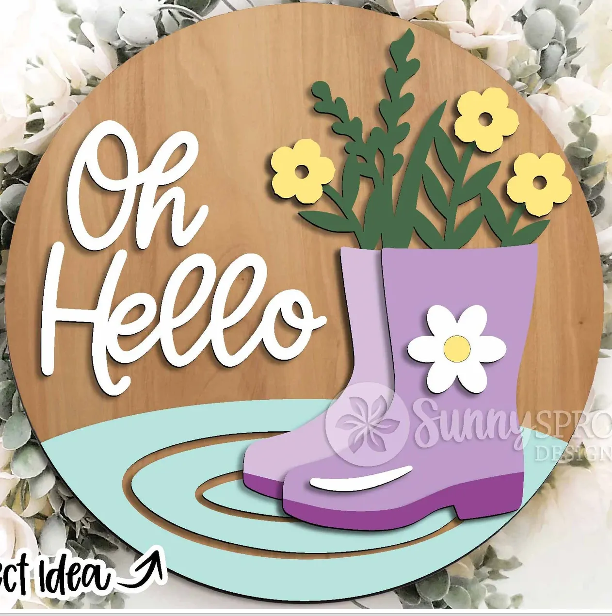 Oh Hello Spring Rain Boots Door Hanger