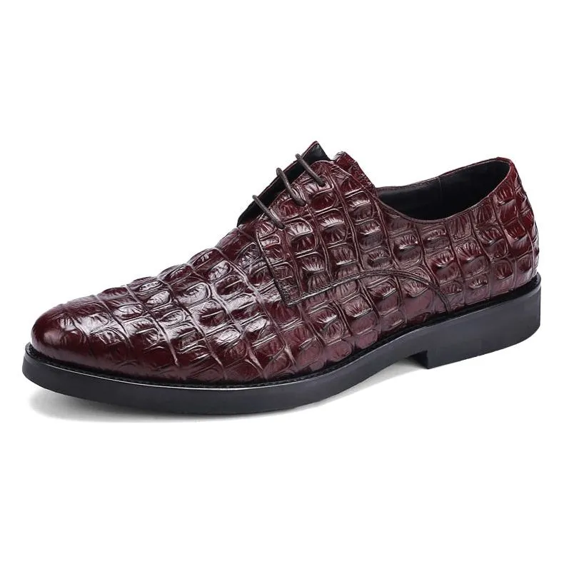 Opulent CrocLeather Oxford Lace-Up Casual Shoes