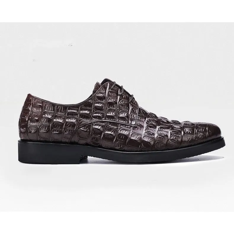 Opulent CrocLeather Oxford Lace-Up Casual Shoes