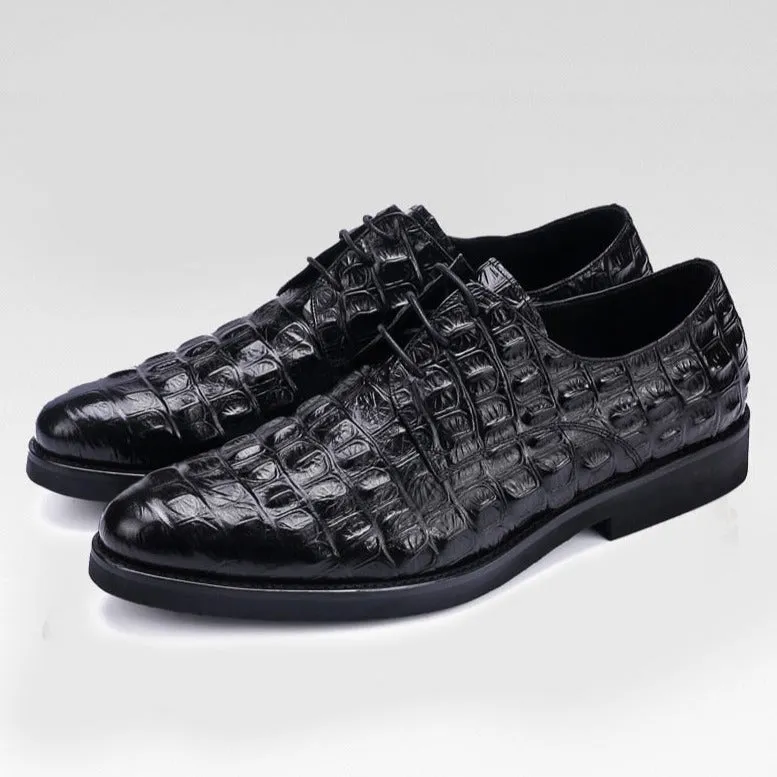 Opulent CrocLeather Oxford Lace-Up Casual Shoes