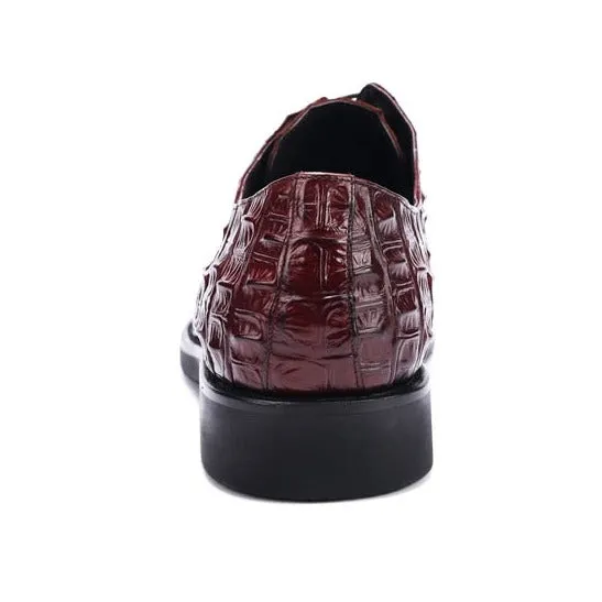 Opulent CrocLeather Oxford Lace-Up Casual Shoes