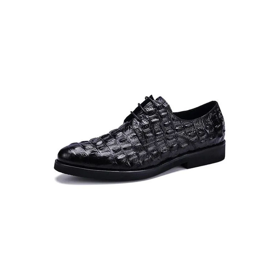 Opulent CrocLeather Oxford Lace-Up Casual Shoes