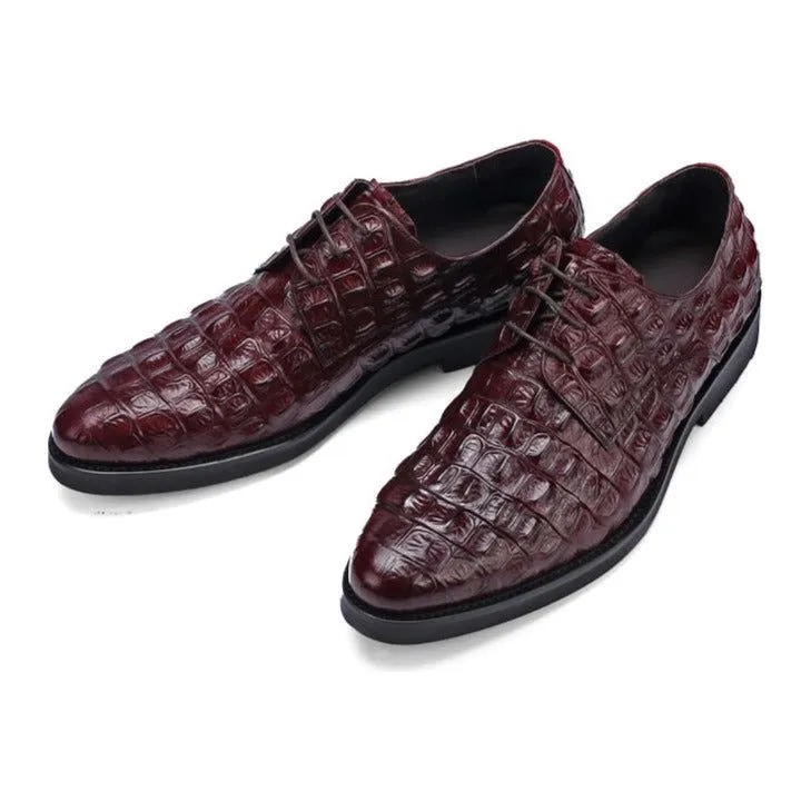 Opulent CrocLeather Oxford Lace-Up Casual Shoes