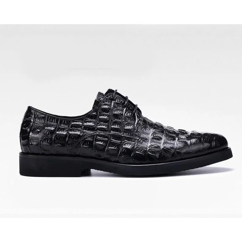 Opulent CrocLeather Oxford Lace-Up Casual Shoes