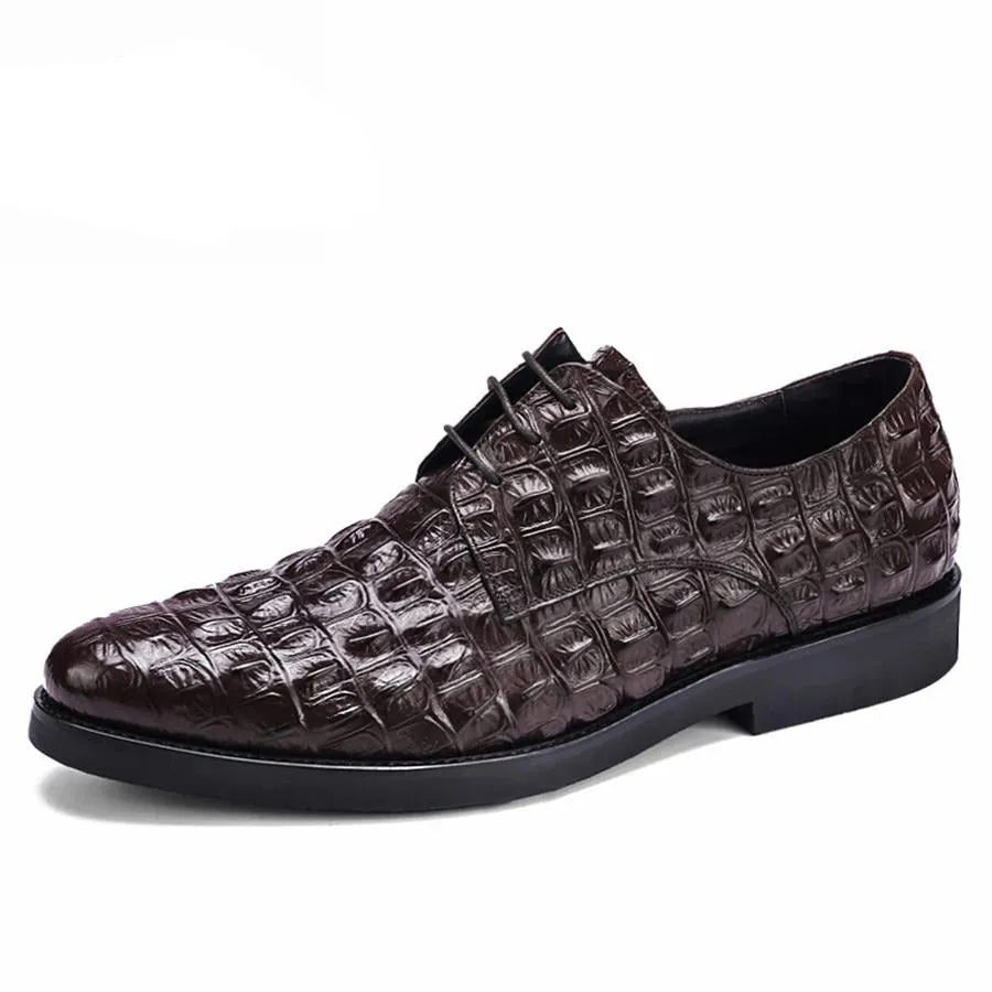 Opulent CrocLeather Oxford Lace-Up Casual Shoes