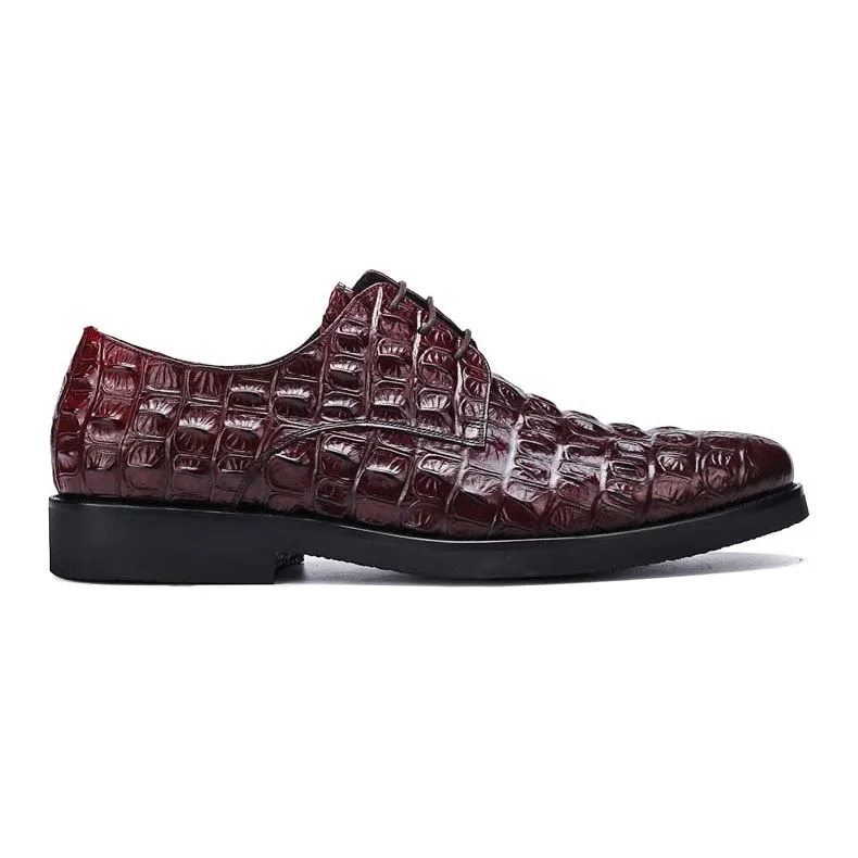 Opulent CrocLeather Oxford Lace-Up Casual Shoes