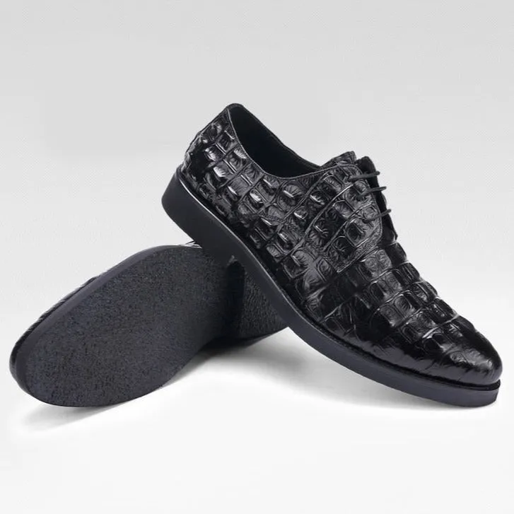 Opulent CrocLeather Oxford Lace-Up Casual Shoes