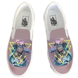 "Mazu" Macanese Sea Goddness - White Slip On Shoes