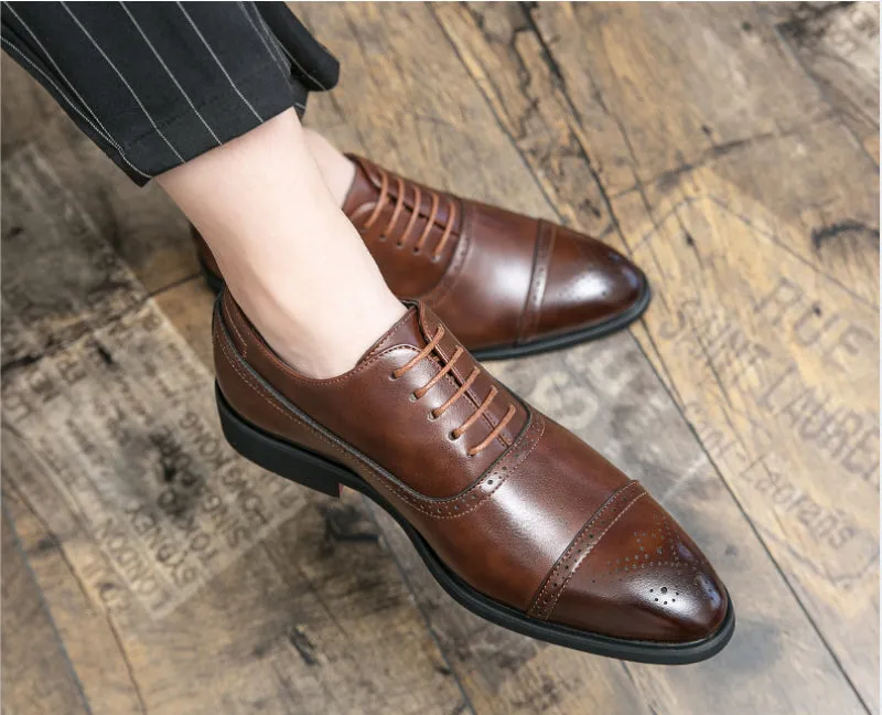 Retro Carved Lace-Up Leather Oxford Shoes