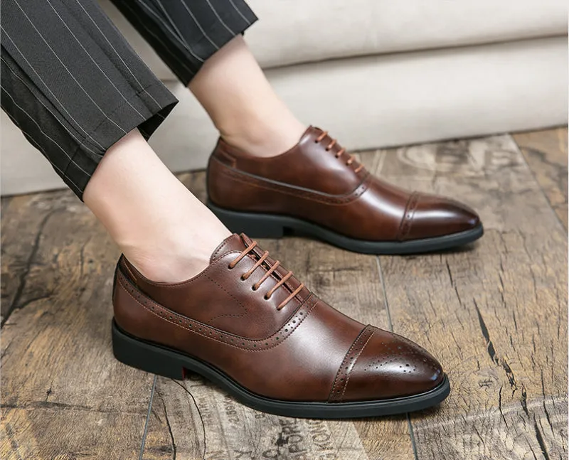 Retro Carved Lace-Up Leather Oxford Shoes