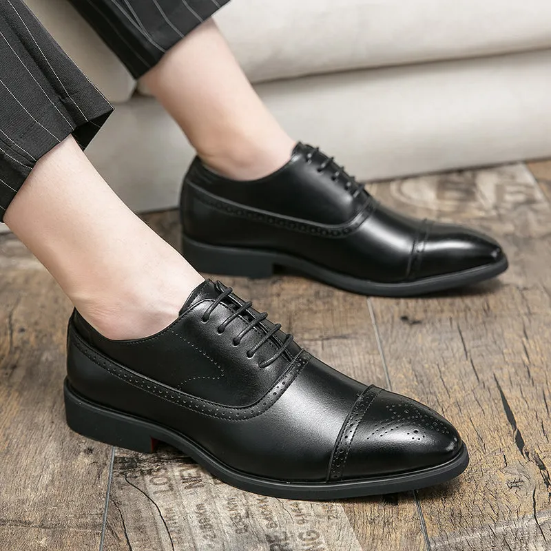 Retro Carved Lace-Up Leather Oxford Shoes