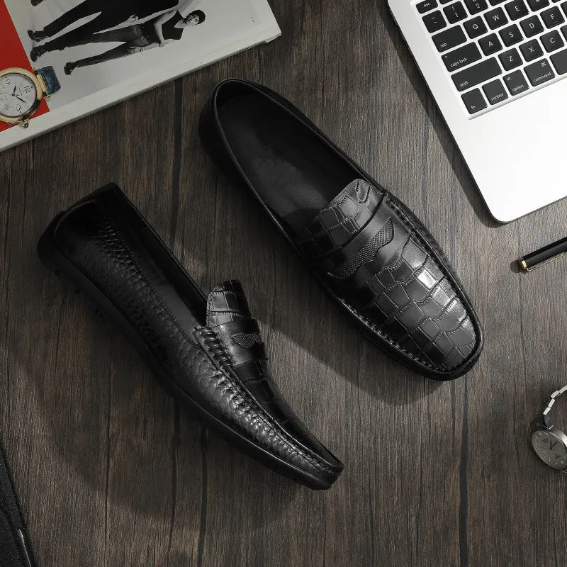 RomeLux Croc Effect Slip-On Loafer Dress Shoes