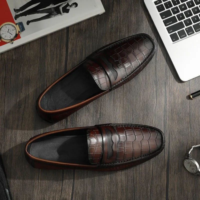 RomeLux Croc Effect Slip-On Loafer Dress Shoes