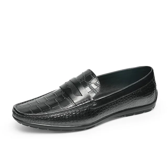 RomeLux Croc Effect Slip-On Loafer Dress Shoes