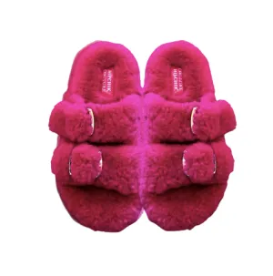 Sherpa Shearling Sandals Hot Pink