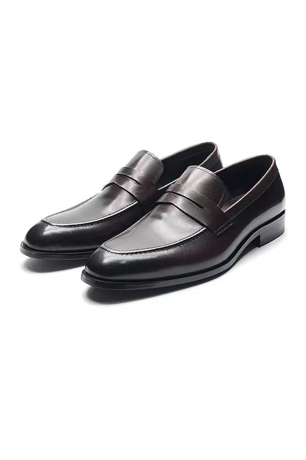 Sleek Slip-On Cow Leather Elegance