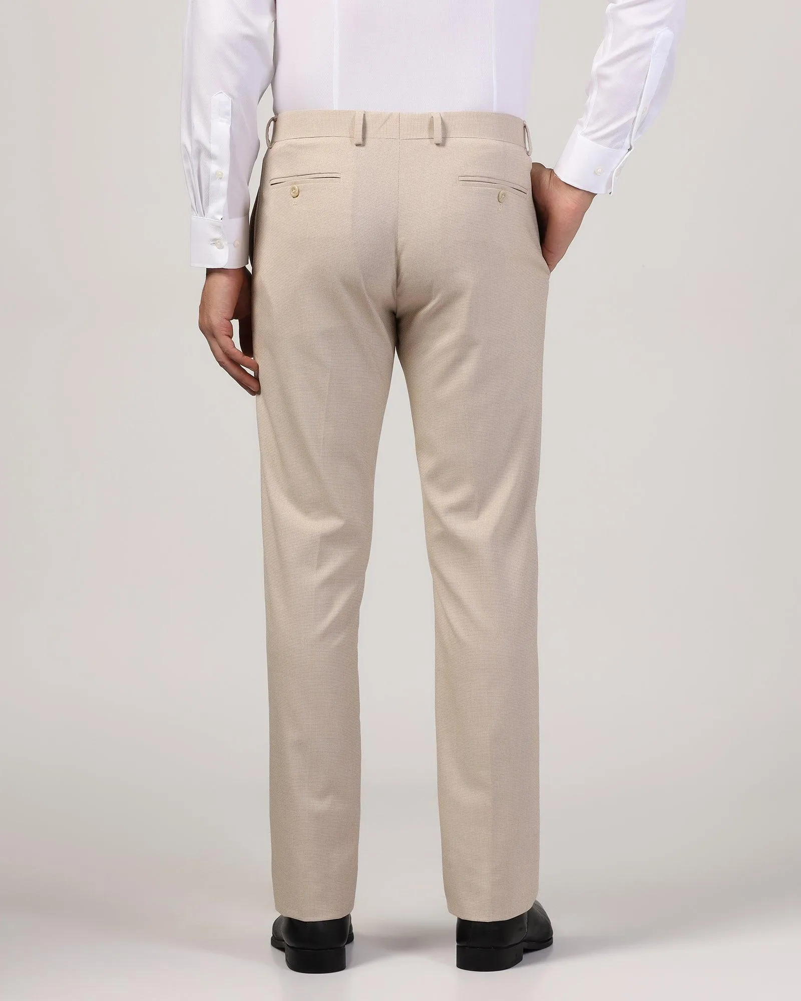 Slim Comfort B-95 Formal Beige Textured Trouser - Misco