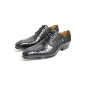 SnakeLux Leather Pointed Toe Lace-Up Oxford Dress Shoes