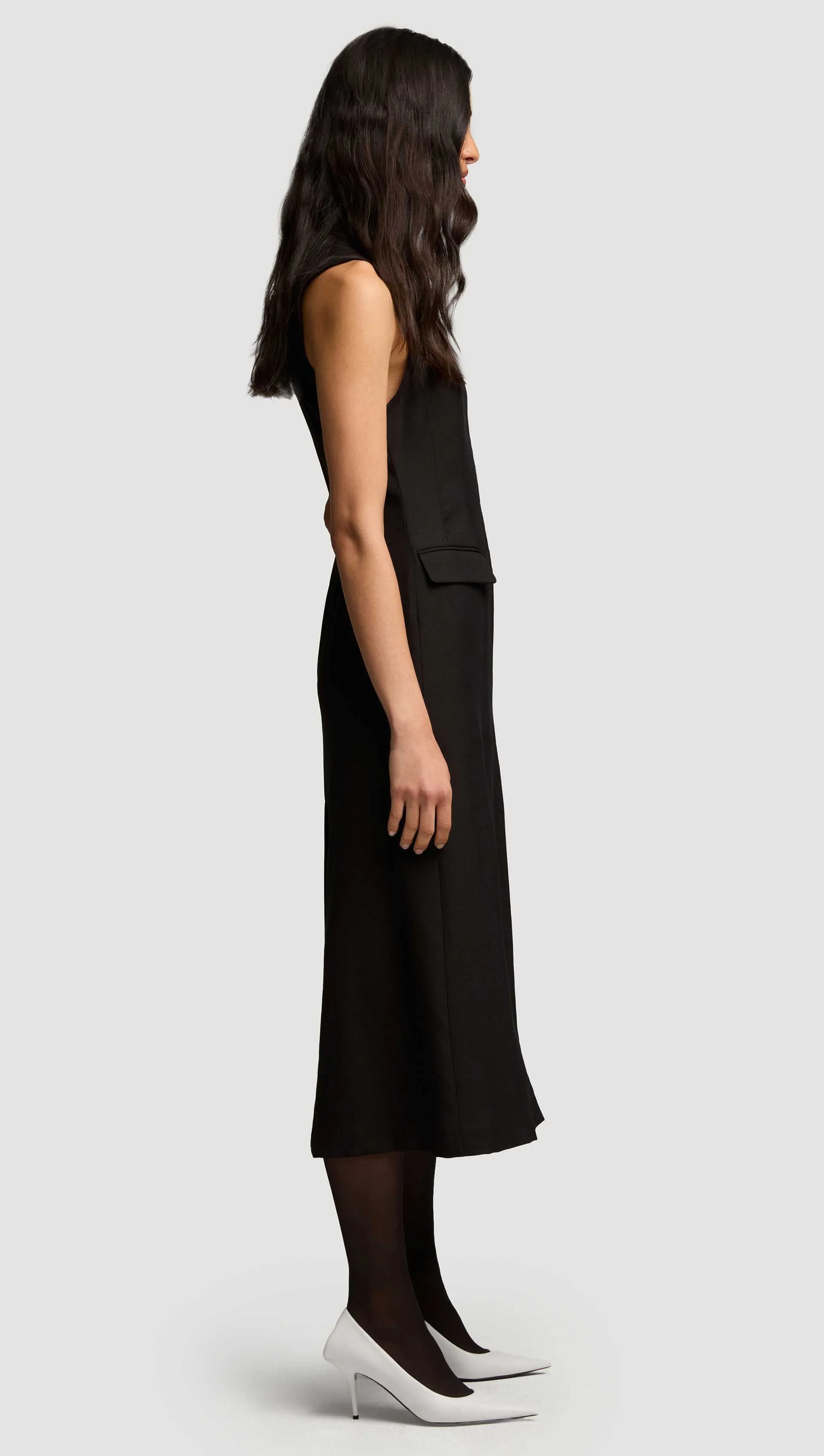 Tailored Dress in Viscose Wool Twill | Black