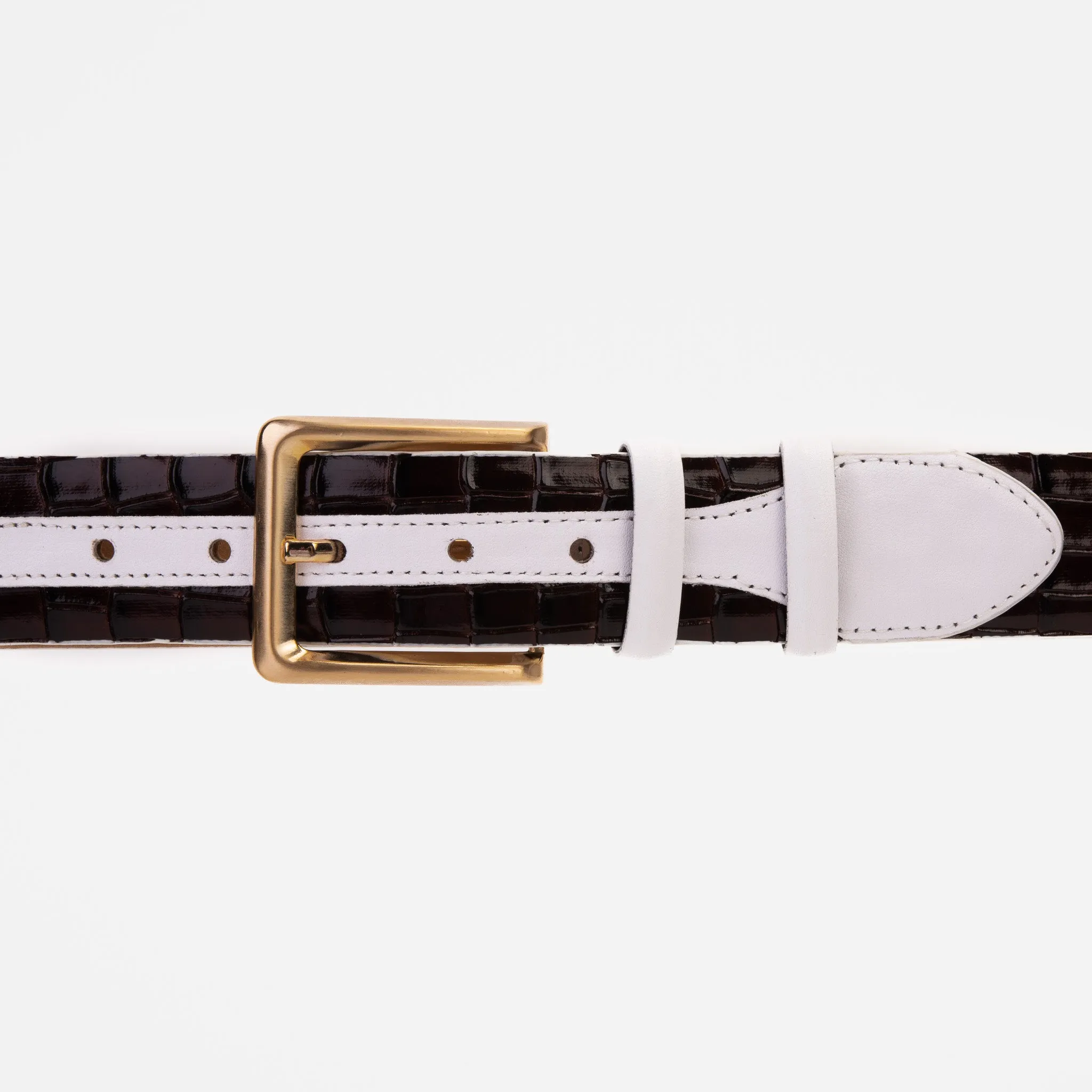 The Bellagio Brown & White Leather Belt