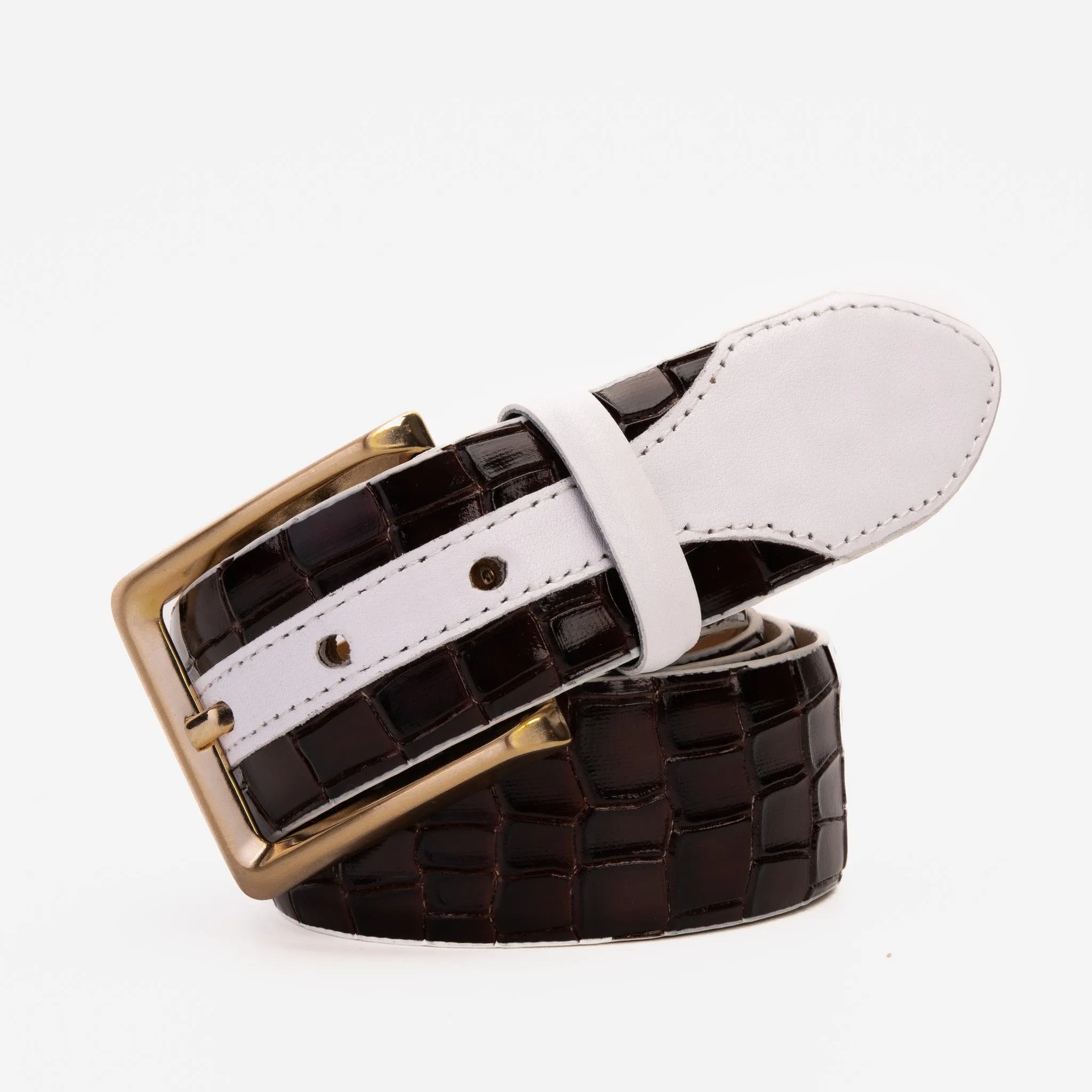 The Bellagio Brown & White Leather Belt